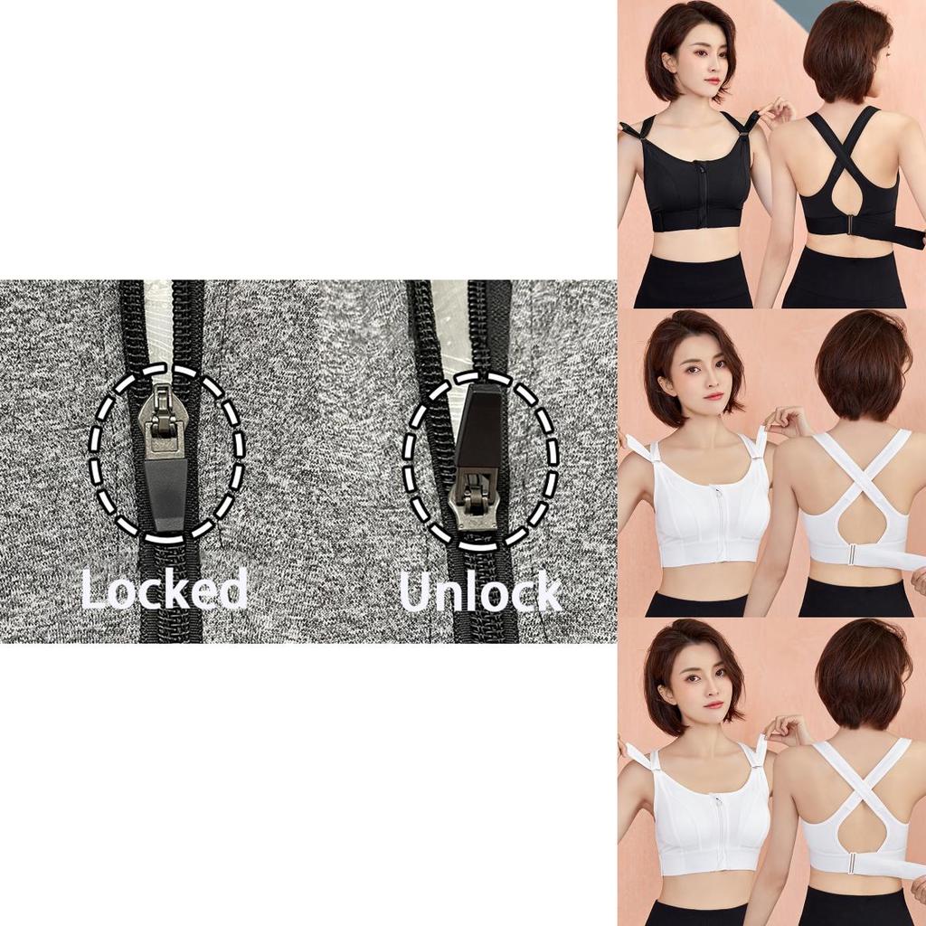 Soutien-gorge de sport rembourré sans coutures pour femme à impact élevé avec fermeture éclair sur le devant et bretelles réglables