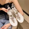 2025 New Summer Flats Sandals Women Crystal Clip Toe Slippers Trend Luxury Ladies Shoes Beach Causal Slides Zapatos De Mujer