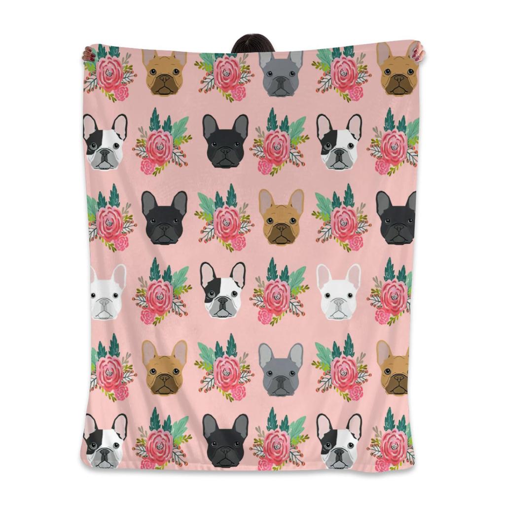 Cartoon bulldog Printed Blanket for Sofa Bed Travel Camping Living Room Office Conditioning Blanket for All Seasons Gifts