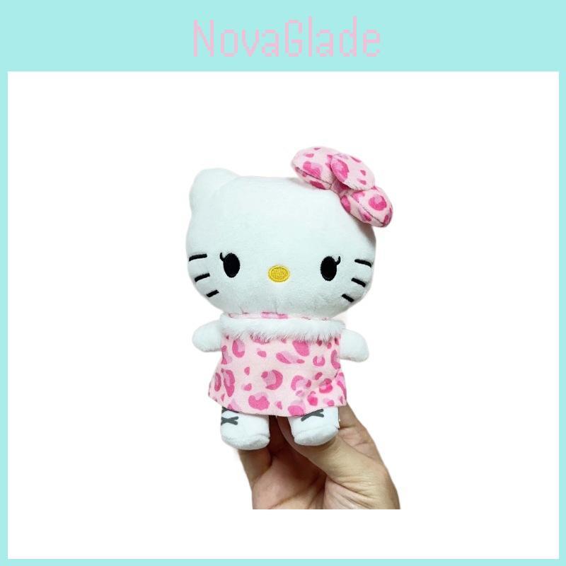 Fun Hello Kitty Plush Pendant With Leopard Print Dress Decor For Collectors And Kids