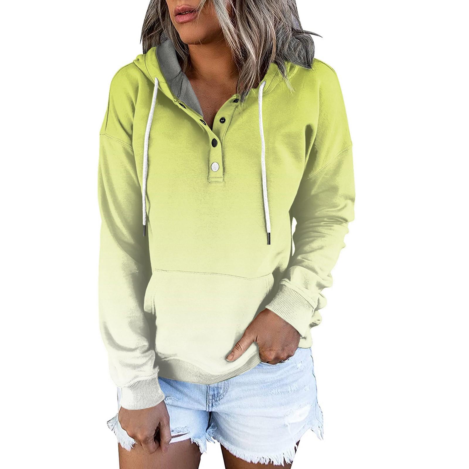 

Женские повседневные модные винтажные пуловеры с длинными рукавами и пуговицами с принтом, толстовки с капюшоном M