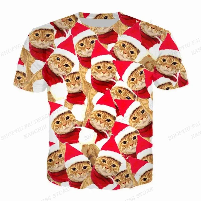 T-shirt Estiva da Uomo Animale Maiale Cane Gatto Stampa 3D T-shirt Uomo Donna Moda Manica Corta T-shirt Girocollo Divertente T-shirt Top per Bambini