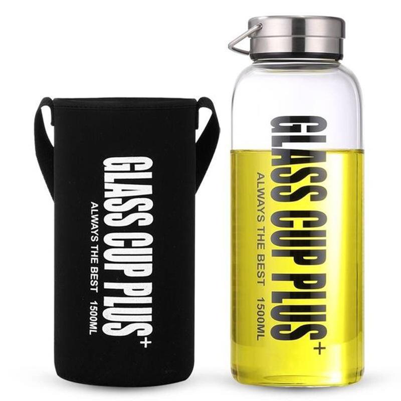 High Borosilicate Glass Sport Water Bottle With Large Capacity Portable And Leak-proof Ideal For Outdoor Activities