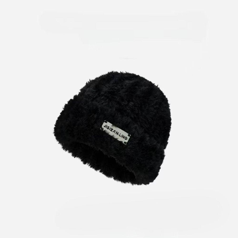 Warm Plush Pullover Hat Plush Winter Cap Fashion Stripe Hat  Safety Helmet