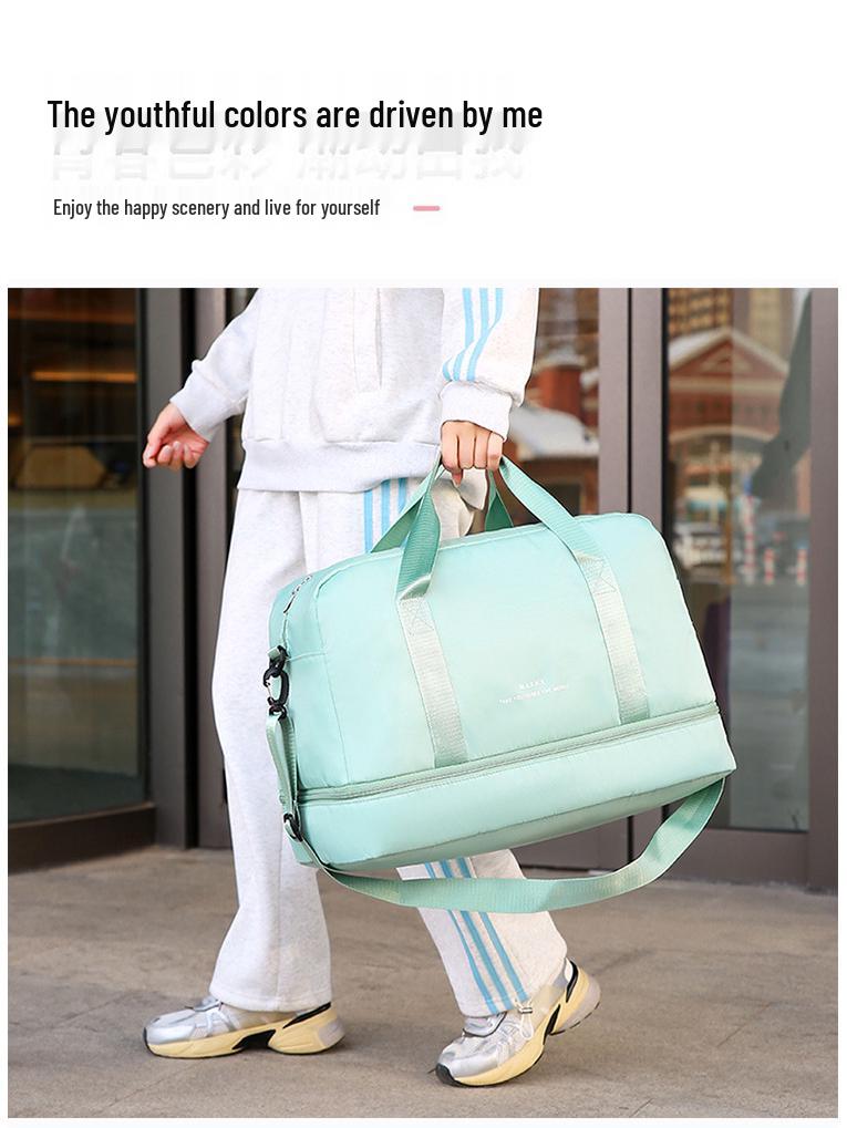 Resväska med hög kapacitet för gränsöverskridande resor med skofack, resväskefäste, hand- och crossbody-bärningsalternativ