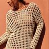 Latest Spring and Summer Hollow Sweater Long-sleeved Sexy Vacation Beach Bikini Hollow Blouse
