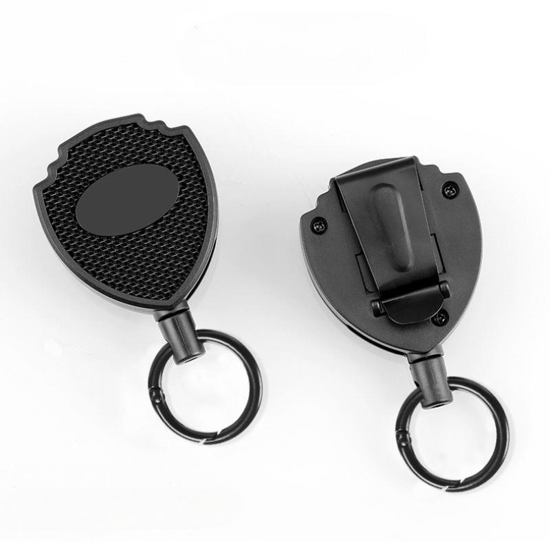1 Piece High Elasticy Retractable Key Holder for Men Fashion Black Color Durable Keychain Organizer for Keys Office Supplies