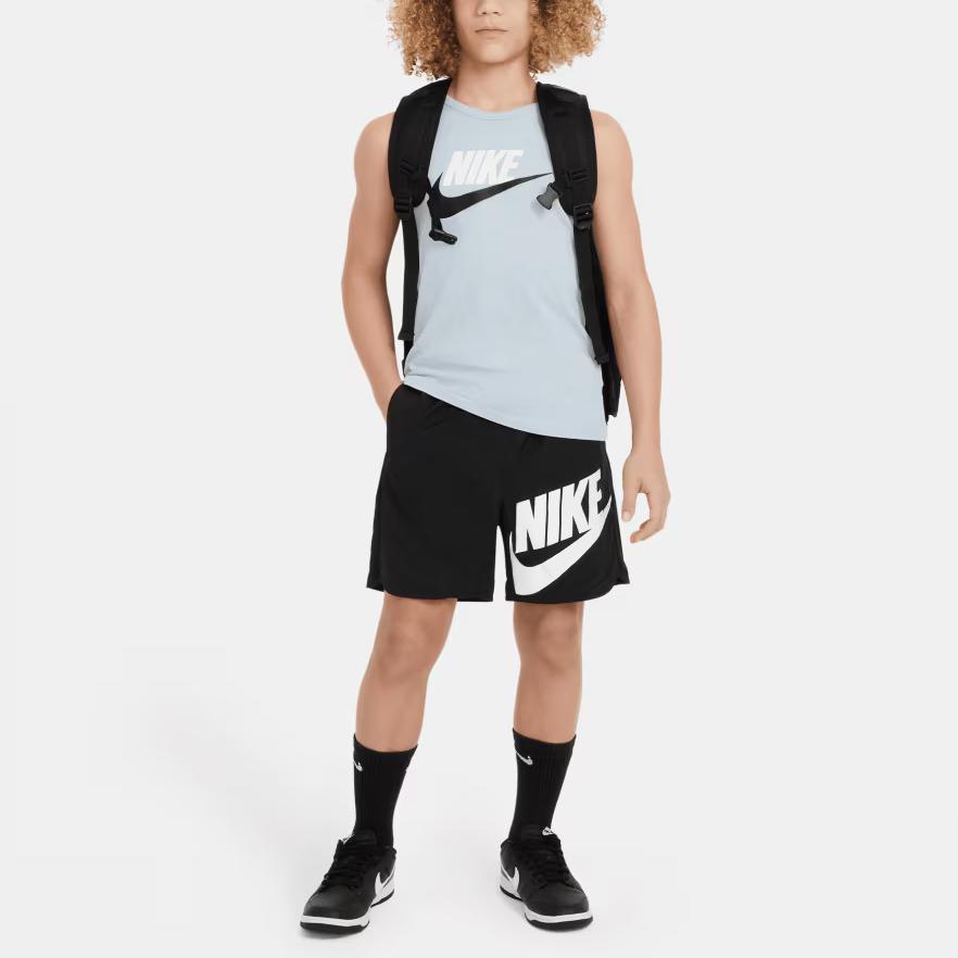 Nike Sportswear Essentials Logo Print Crew Neck Sleeveless Soft Comfortable Casual Sports Kids Tops Light-Army-Blue FV5325-440