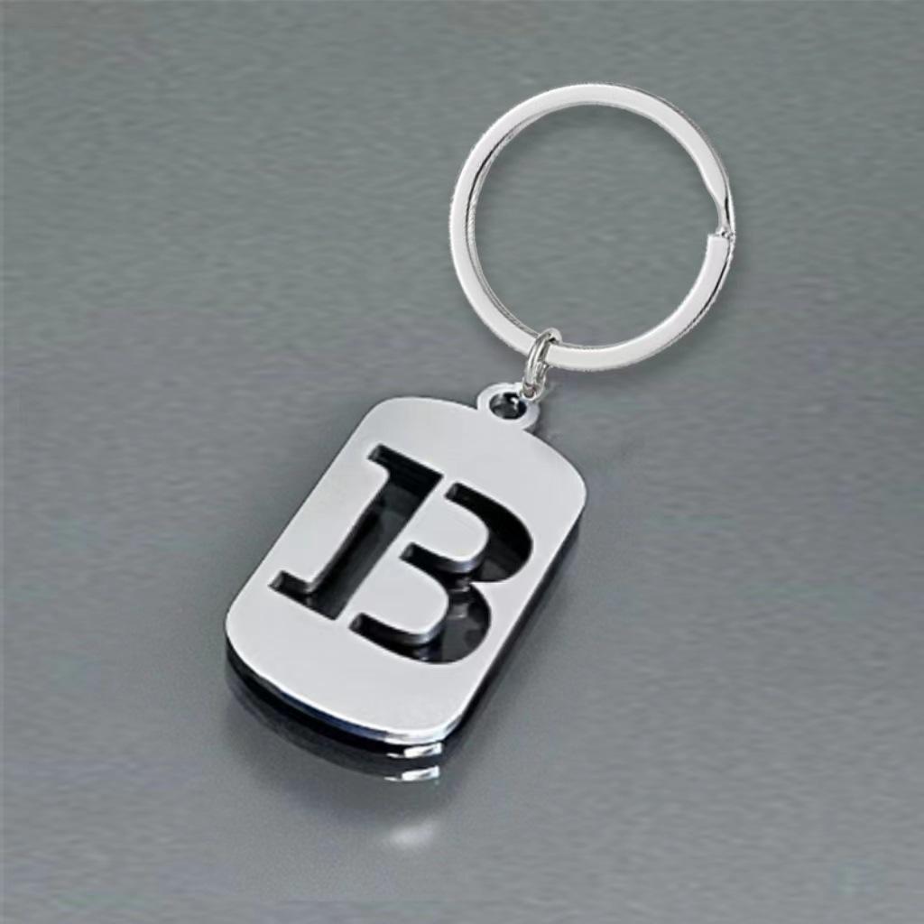 Stainless Steel 26 English Letters Keychain - Stylish Alphabet Pendant for Backpack or Car