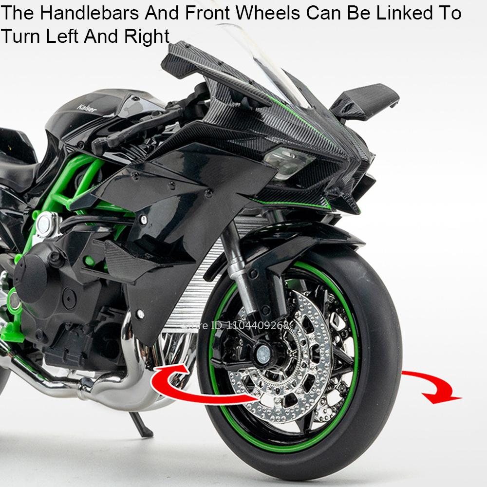 1:12 Kawasaki H2R Ninja ZX-6R Motorcycle Model Toy Car Metal Body Wheel Steering Shock Absorption Motorbike Vehicles Child Gifts