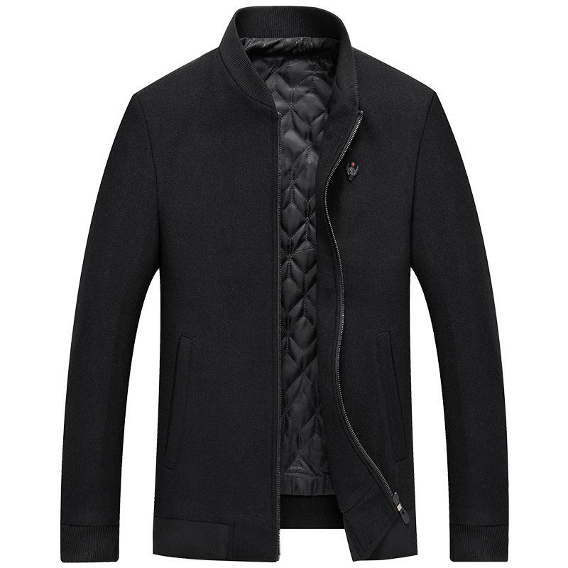 Wool Jacket Men's Woolen Jacket Men's Autumn and Winter Trendy Woolen Top Cotton Thickened Baseball Jersey