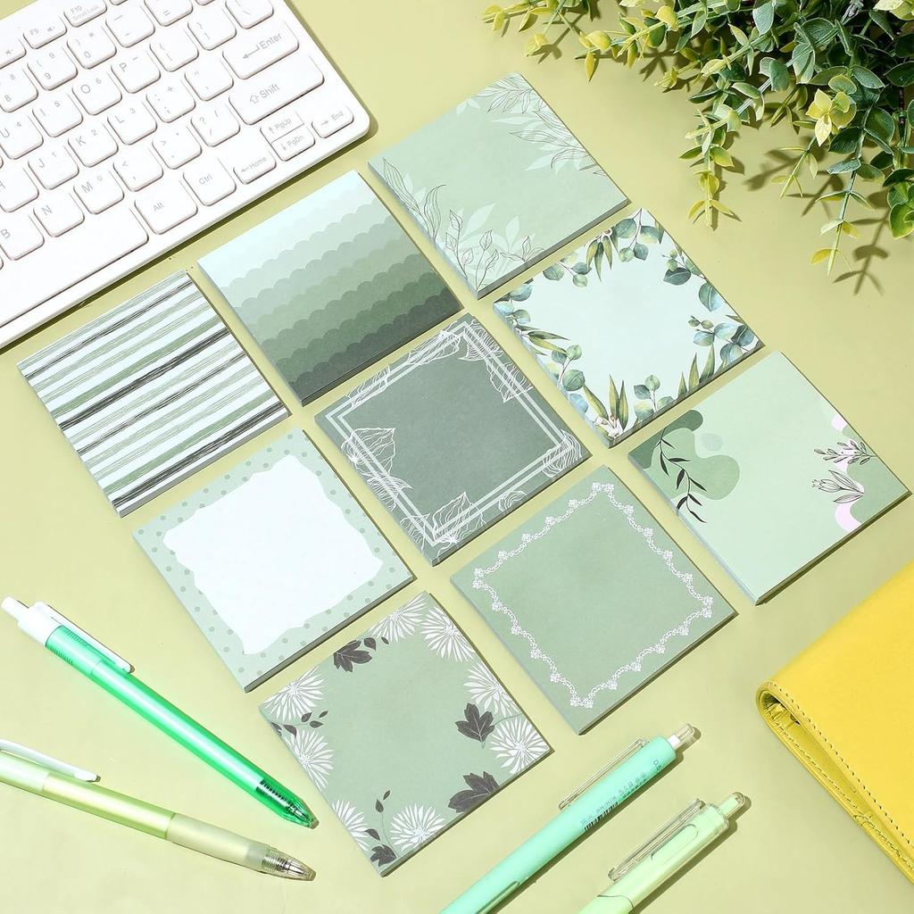 9 Pcs Aesthetic Sticky Notes Cute Pastel Self Stick Notepads Easy to Post Desk Supplies for Home Office Decor School Accessories Women Birthday