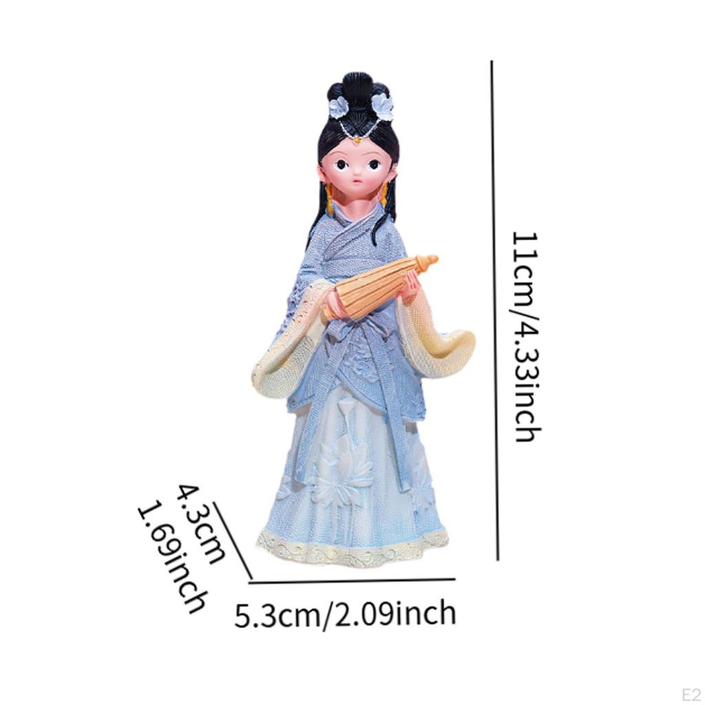 Ancient Chinese Girl Statue, Hanfu Doll, Handmade Resin Figurine, Gift for Living Room And Desk