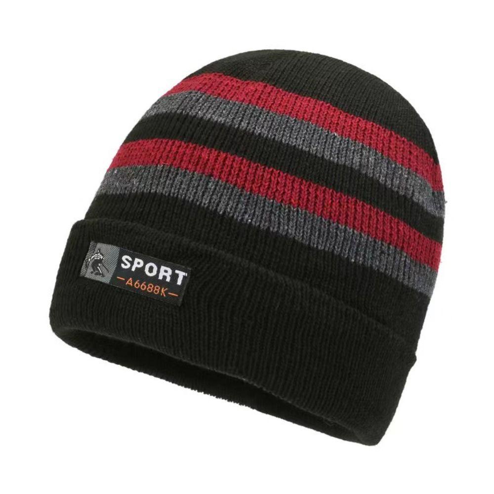 Stripe Knitted Hat Thicken Winter Hat New Beanie Hats  Outdoor