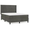 Lit avec sommier et matelas - Maison Exclusive - Velours gris foncé - 140x200cm - Tête de lit réglable