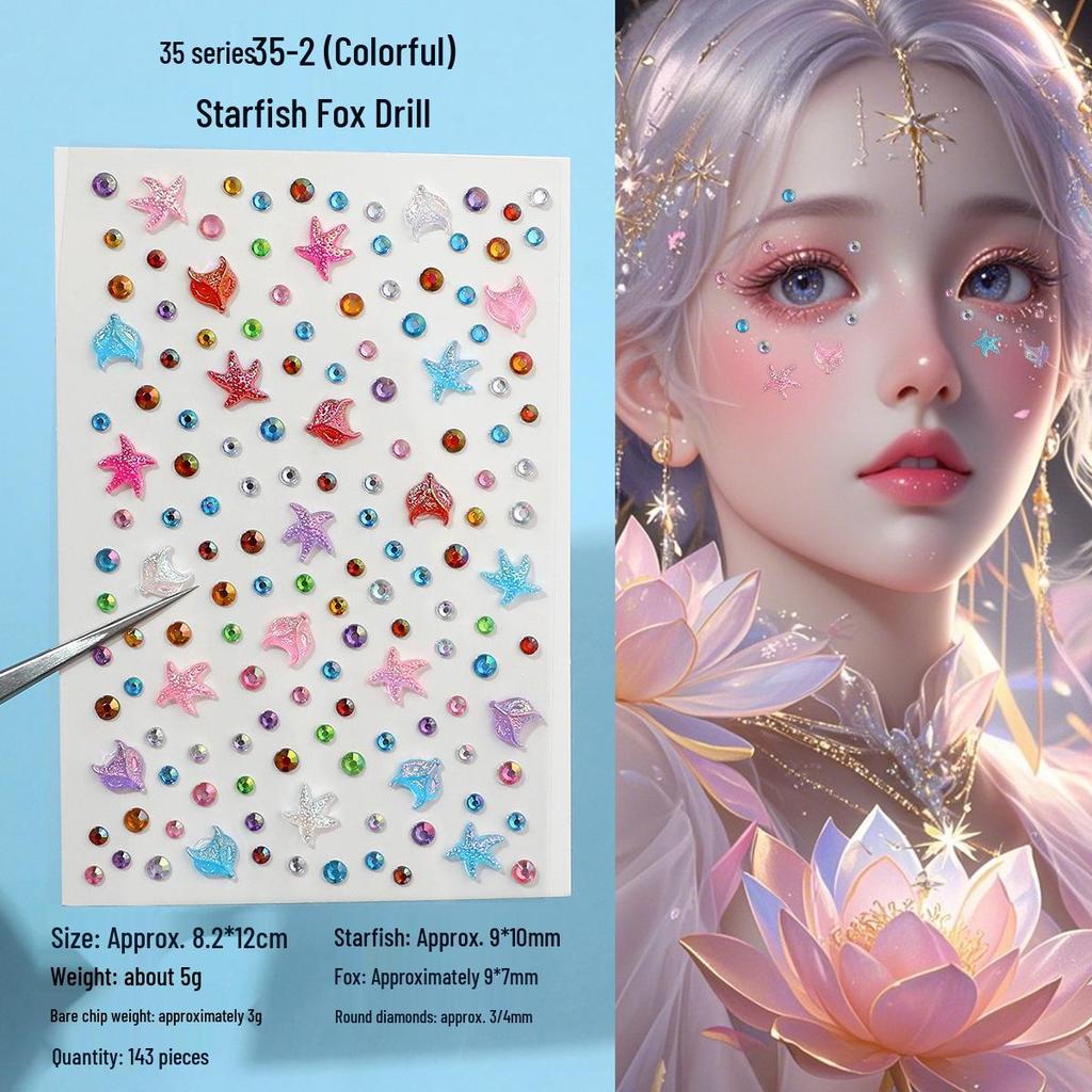 Children's Rhinestone Rose Diamond Face Stickers for Concert Makeup & Styling