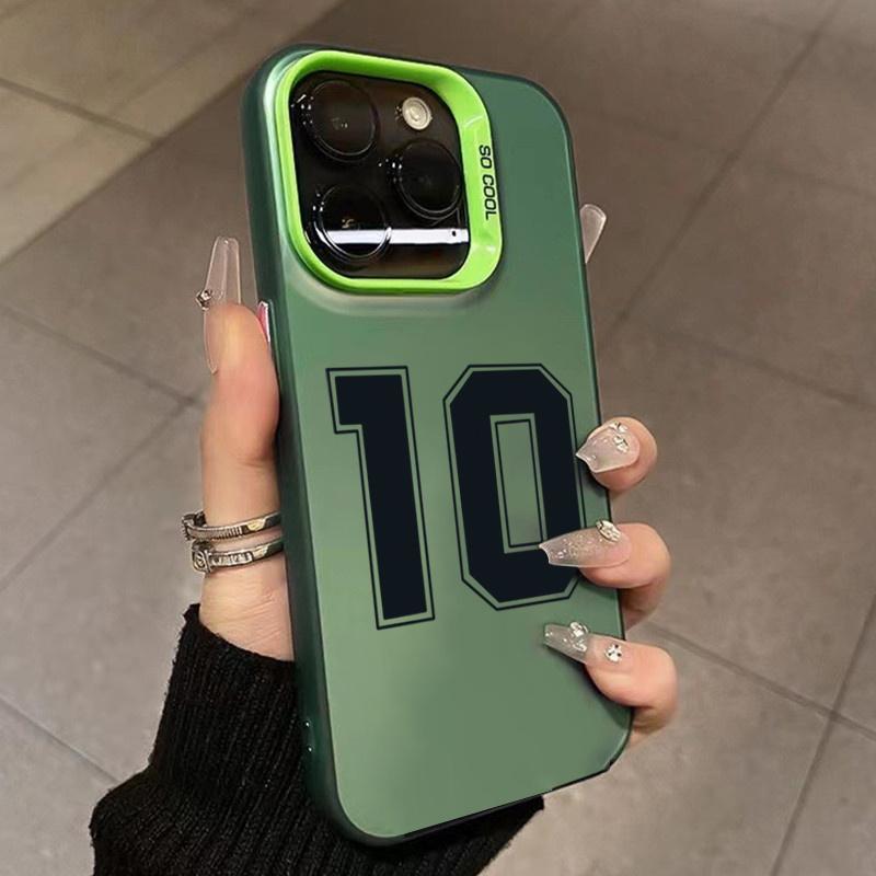 Phone Case For iPhone 16 15 14 Pro Max 11 12 13 Pro 7 8 Plus SE  X XS Lucky Numbers Football Electroplate Shockproof Cover