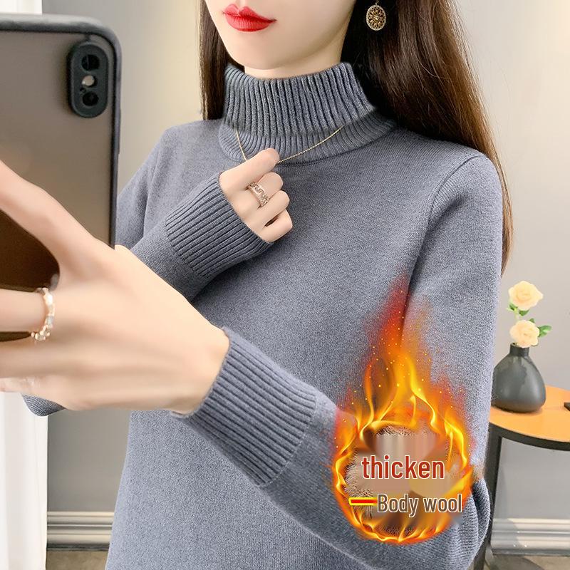 Women's Winter Warm Half-High Collar Knit Base Layer One-Piece Velvet Sweater (2025 Edition)