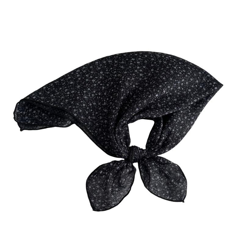 Silk scarf new fashion neck protection small shawl retro literary scarf double-sided floral headscarf headband cotton and linen square scarf
