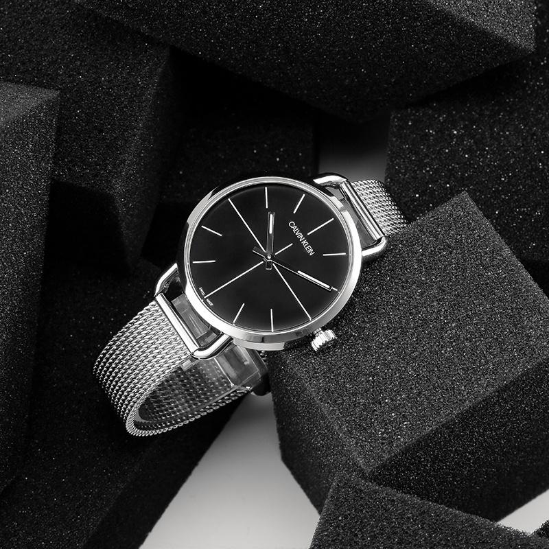 CALVIN KLEIN / Transcendence Series Watch Quartz Movement Stainless Steel Strap 42mm Bla Dial Men's Watch Beige Bla Plate Silver Strap K7B21121