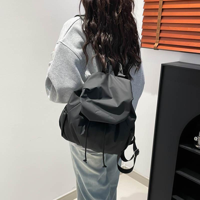 Solid Color Nylon Large Capacity Backpack For Women Travel And Daily Use