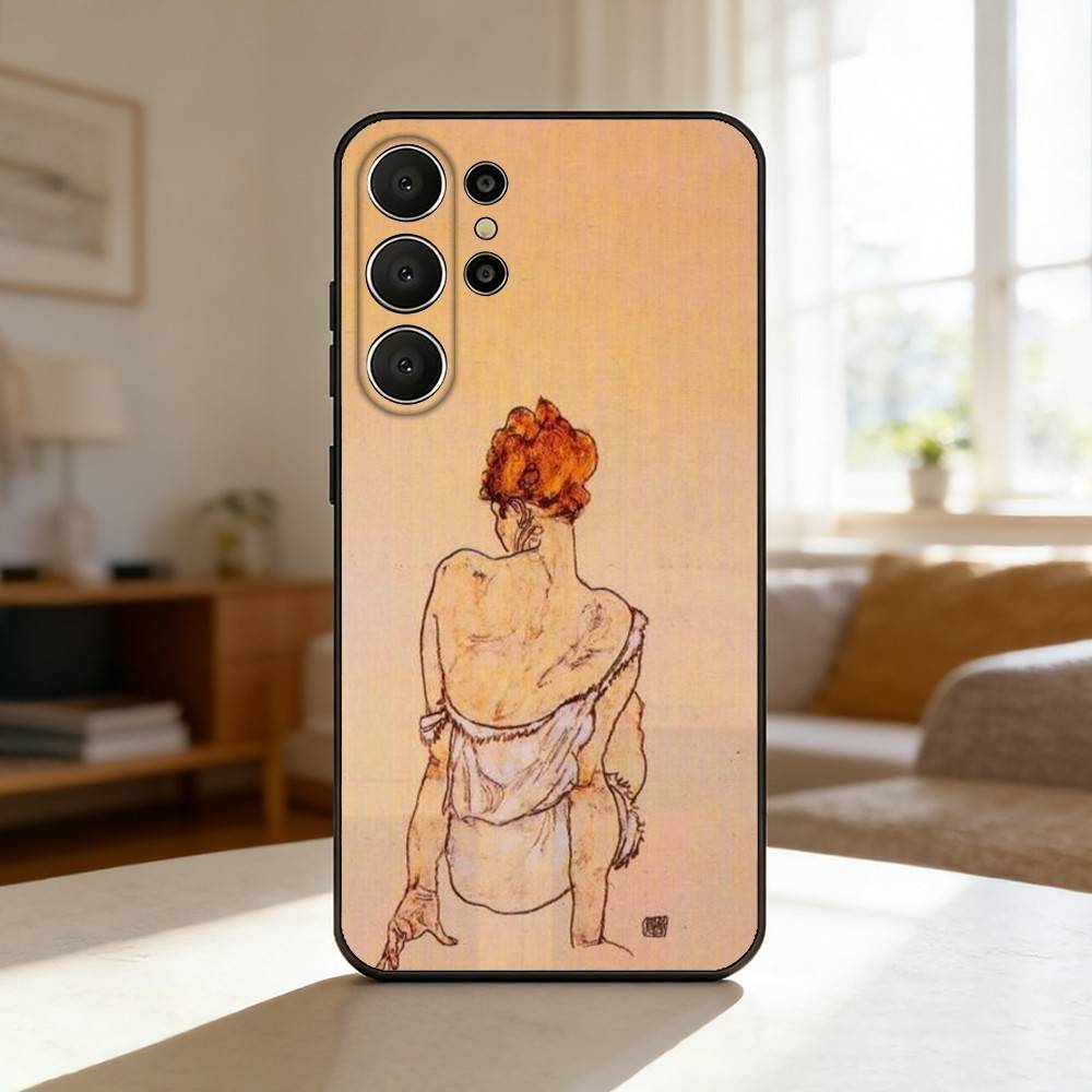 E-Egon S-Schiele Phone Case For Samsung S26,S25,24,23,22,30,21,10,9,Ultra,Plus,Lite,Black Soft Case