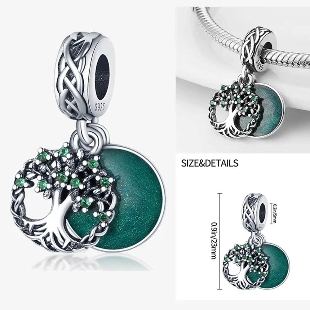 Luckly Four Leaf Shamrock Dangle Charm Copper Family Tree Flower Bead Pendant Compatible With Authentic Bracelets Necklaces Jewellery