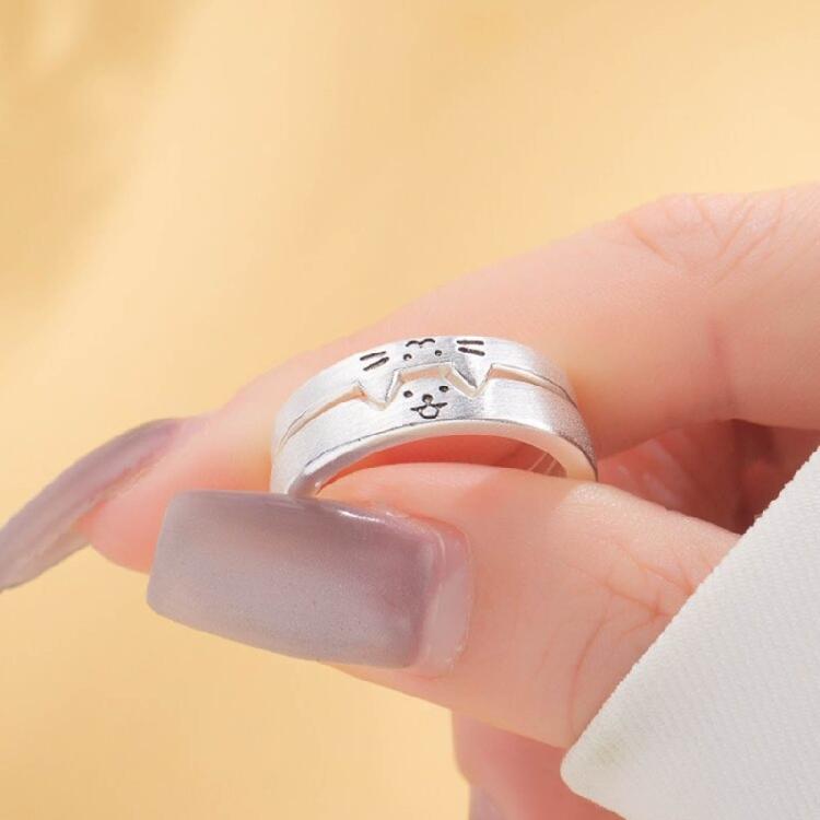 Fashionable Finger Rings Adornment Elegant Dog and Cat Shaped Rings for Couple