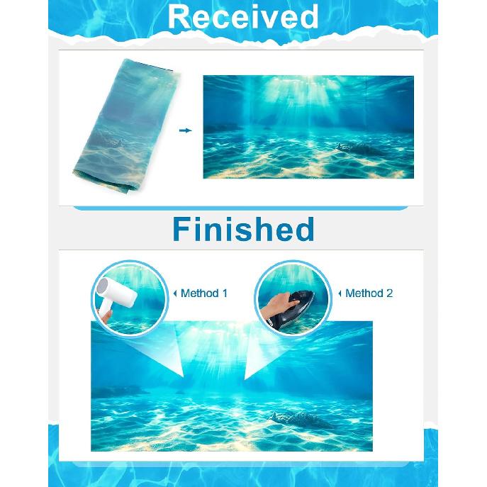 4 Pack Aquarium Background Polyester 30 x 18 Inch Cloth Fish Tank Background Undersea Corals Sunshines Rock Aquatic Plants Wallpaper with
