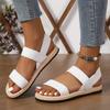 Women's Elastic Cross Flat Shoes Straw Linen Roman Sandals