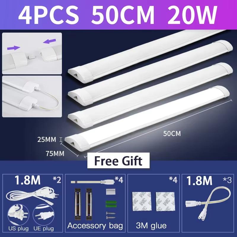 נורת לד צינור 110-220V 10/20W מנורת ארון מטבח תחתית תאורת בר עם כבל מתג 1.8 מטר לתאורת פנים ביתית חדר שינה