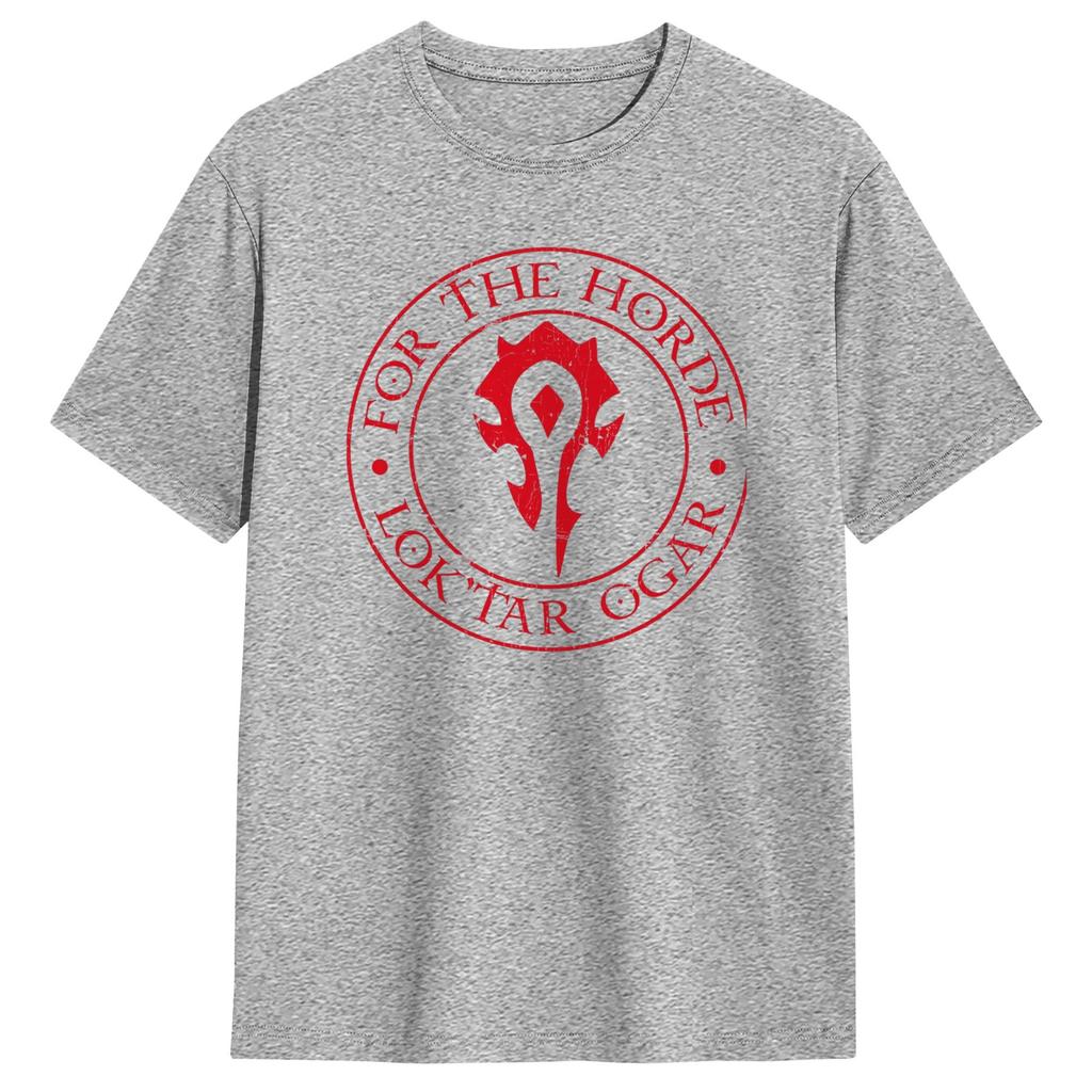 For The Horde Orcs Cotton TShirt For Men Summer Y2K Retro T Shirts O Neck Hipster Tees Big Size Loose Tops