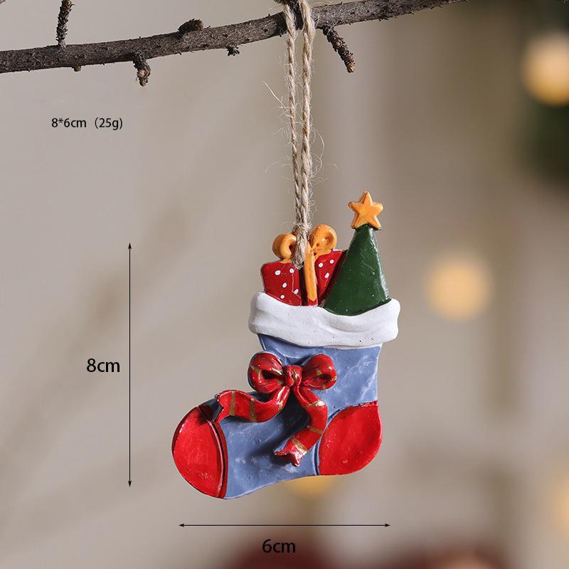 Christmas Tree Pendants Ornaments Resin Santa Snowman Xmas Tree Hanging Christmas Decorantions New Year 2024 Gift Home Decor