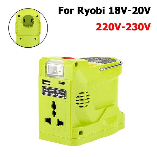 AC 220V For Makita/Ryobi/Bosch/Dewalt/Milwaukee 18V Lithium Battery Outdoor Inverter Generator 200W Inverter Power LED
