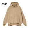 Haut Douillet d'Automne Automne Printemps Sweat à Capuche Unisexe Grande Poche à Capuche Ample Délavé Usé Élastique Poignets et Ourlet Épaules Inclinées Couleur Unie