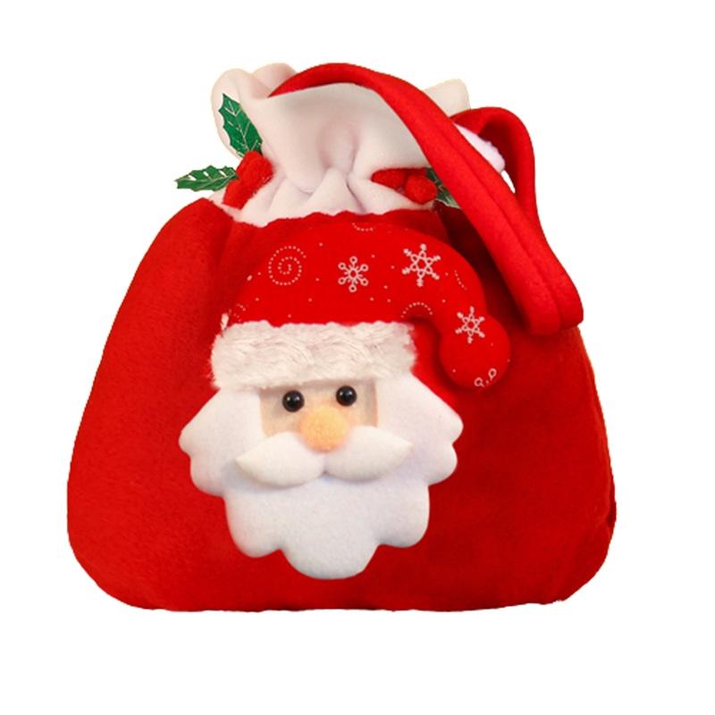 Soft Plush Christmas Kids Gift Doll Bag Drawstring Handle 3d Apple Candy Handbag