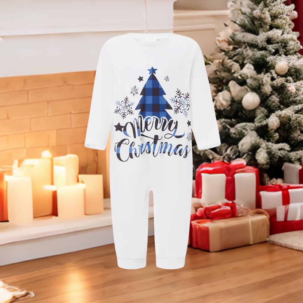 Family Matching Christmas Printed Plaid Set with Long Sleeve Top and Pants for Parents and Kids