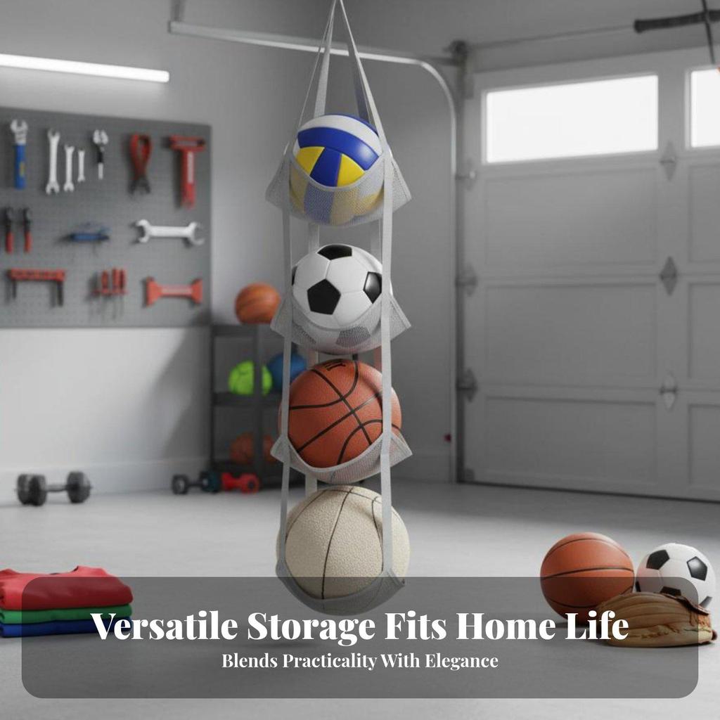 Balls Storage Organizer Space-Saving Hanging Mesh Toy and Holder