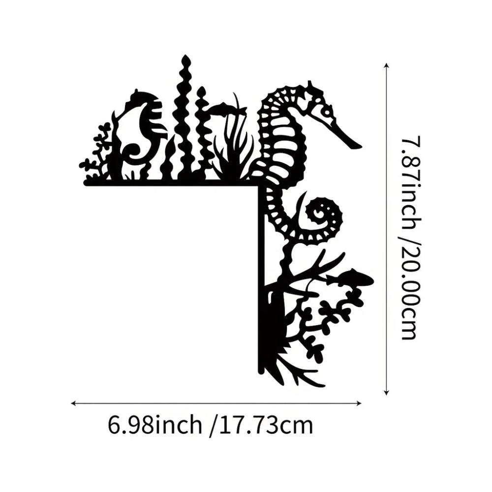 1 шт. Металлические наклейки на стену «Морской конек» – Декоративное украшение для угла — фото 3
