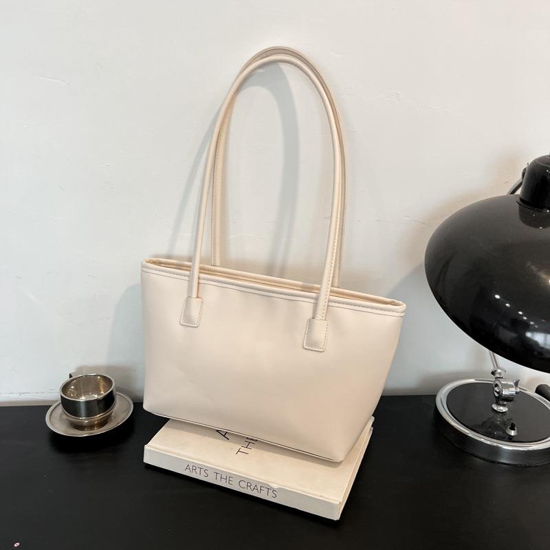 Large-capacity Shoulder Bag, Solid Color, Practical Tote Bag, Simple Texture, Casual, Portable Underarm Bag, Women's Commuting