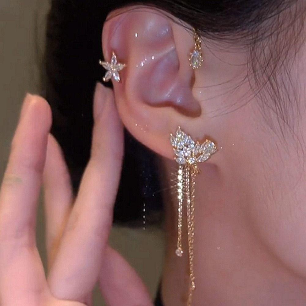 Fashion Jewelry Tassel Fairy Korean Style Ear Clip Ear Bone Clip Girls Earring Butterfly Ear Hook