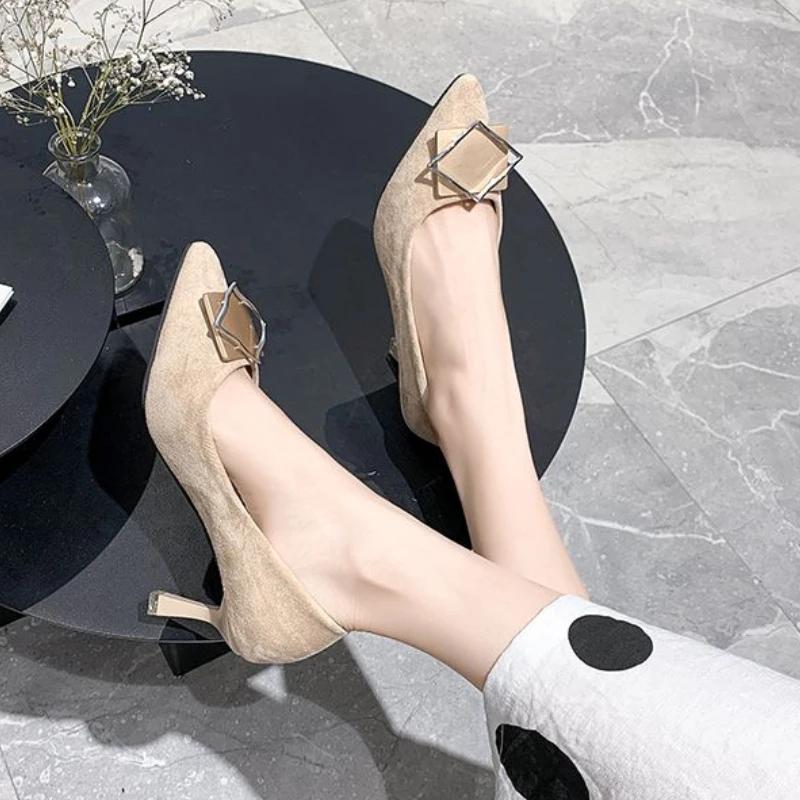 Fashion Women's Shoes On Heeled Pointed Toe Pumps Stilito Ladies High Heels Y2k Slip Korean Style Beau Today with Discount Quality Sale