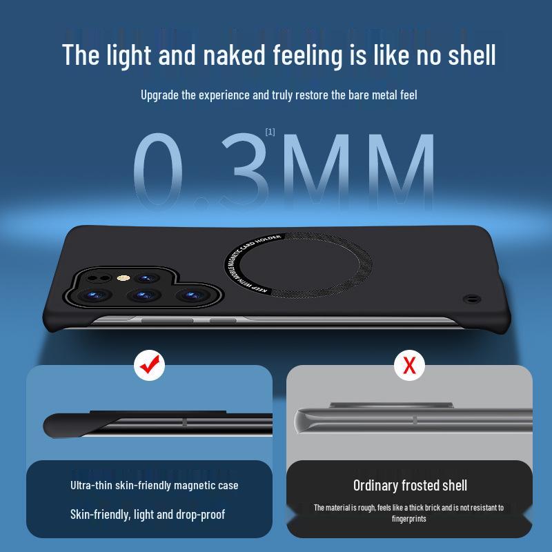 Magnetický ochranný kryt bez okrajů Samsung S25/S22/S23ultra - Design s pocitem kůže