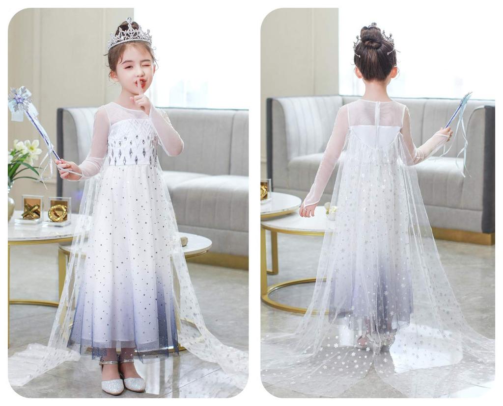 CREDIBLE Princess Cosplay Luxury White Ribbon Heart Magic Original NT5532 Dress, Kids' Costume, 8-Piece Set, (Princess Dress, Cape, Gloves, Tiara,