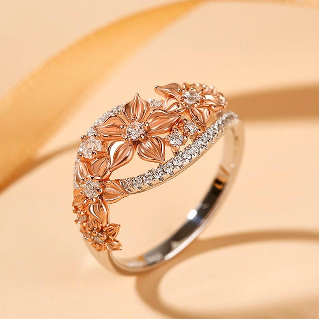 Jeulia Silber Blume Perfekt für und Funkelnd und Niedlich Damenring, Geburtstage, Partys, Mode, Mehr. (Blume, 17)