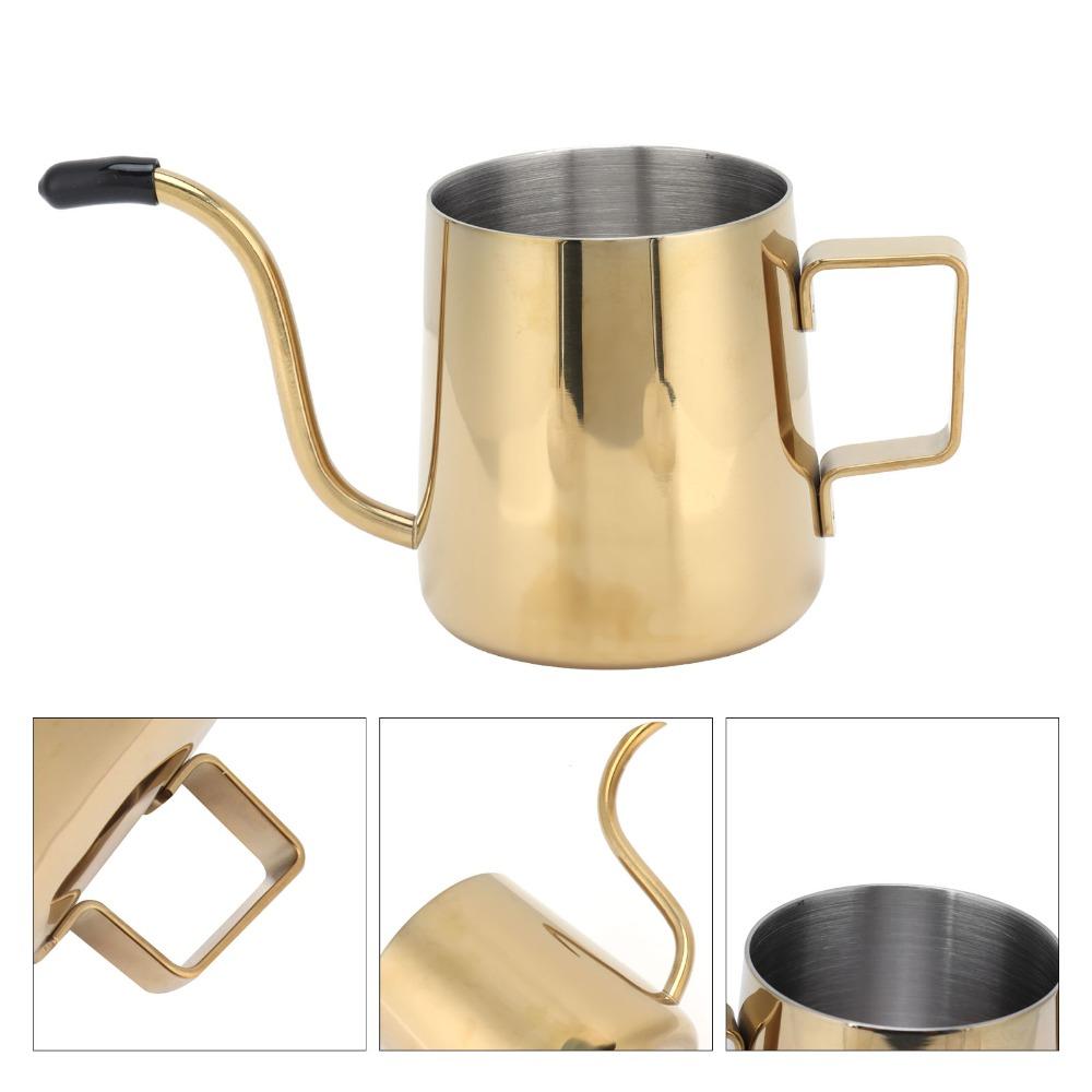 Food Grade Material Stainless Steel Slender Pot Bright Titanium Gold Coffee Pot Coffee Brewing