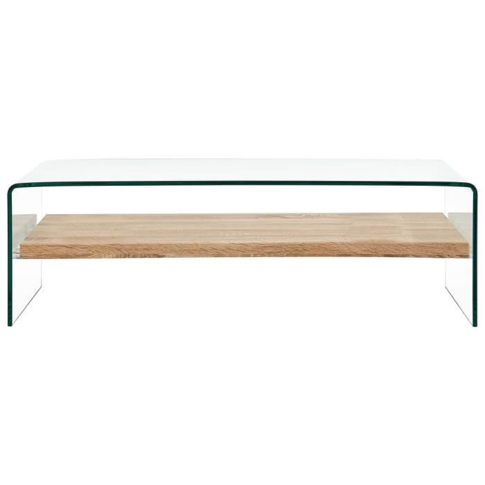 VidaXL Table basse Clair 98x45x31 cm Verre trempé 284743