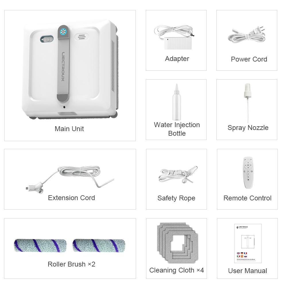 Window Cleaning Robot Liectroux S9,with 2 Roller Brushes,6-way Water Pump spray,9000Pa