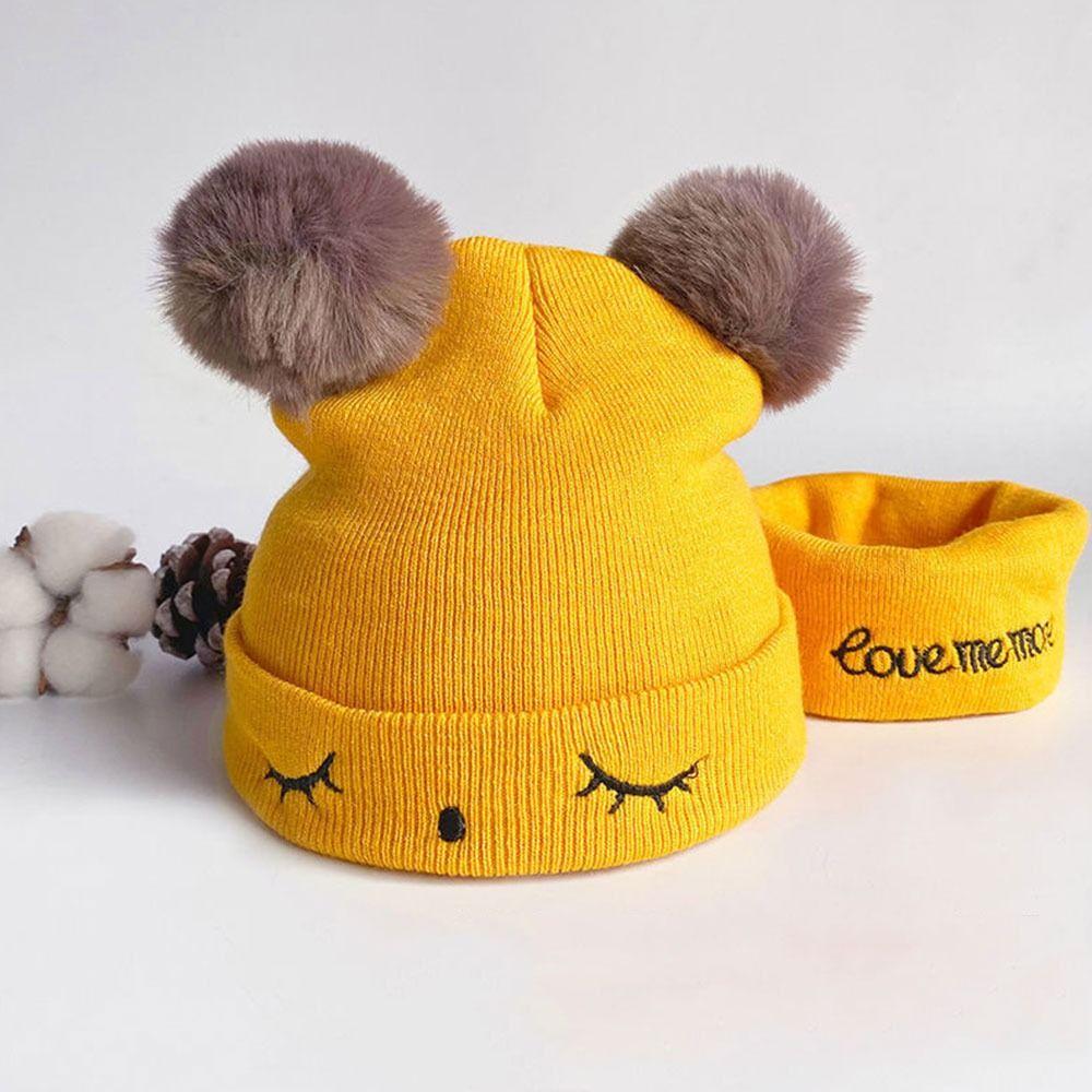 Větruodolná dětská čepice Beanie Teplá čepice šála set Zimní dětská pletená čepice Batole