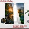2D flat printing 2pcs Curtain Alpine Lake Sunrise Forest Mountain Reflection Digital Printed Polyester Drapes Festive Curtains